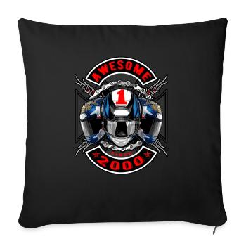 Awesome since 2000, Biker Geburtstag - Sofakissenbezug 45 x 45 cm - Schwarz - Vorne
