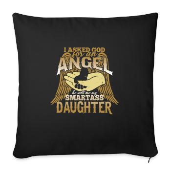 I asked God for an angel, he sent a wise - Sofa pillowcase 17,3'' x 17,3'' (45 x 45 cm) - black - Front