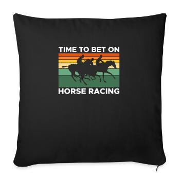 Il est temps de parier sur la chemise de course de chevaux - Housse de coussin décorative 45 x 45 cm - noir - Devant