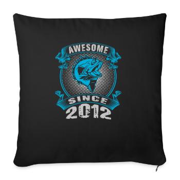 Awesome since 2012. Angel, Angler's Birthday - Sofa pillowcase 17,3'' x 17,3'' (45 x 45 cm) - black - Front
