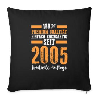 2005 18 Jahre Geburtstag - Sofakissenbezug 45 x 45 cm - Schwarz - Vorne