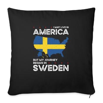 Né en Suède Suède Américains USA - Housse de coussin décorative 45 x 45 cm - noir - Devant