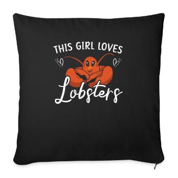 Cette fille aime les homards mangeurs d’écrevisses fruits de mer - Housse de coussin décorative 45 x 45 cm - noir - Devant