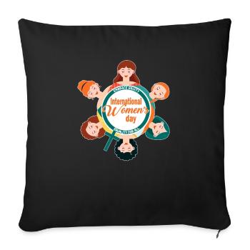 International Women's Day: Equality, Embrace Equit - Sofa pillowcase 17,3'' x 17,3'' (45 x 45 cm) - black - Front