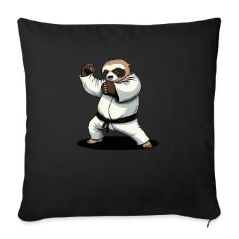 Vintage Karate Faultier in Keikogi - Karateka - Sofakissenbezug 45 x 45 cm - Schwarz - Vorne