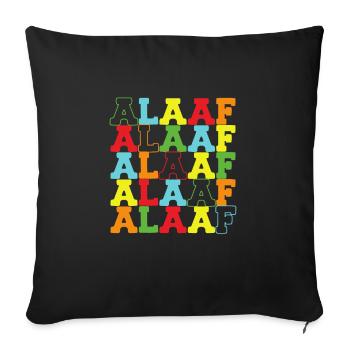 Alaaf Regenbogen bunter Schriftzug zum Karneval - Sofakissenbezug 45 x 45 cm - Schwarz - Vorne