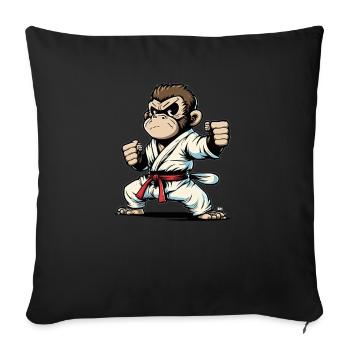 Monkey In Judo Gi - Japanese Martial Arts Monkey - Sofakissenbezug 45 x 45 cm - Schwarz - Vorne