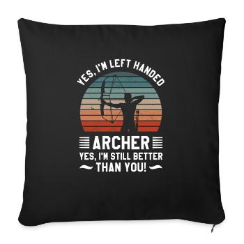 Oui je suis gaucher archer oui je suis encore mieux - Housse de coussin décorative 45 x 45 cm - noir - Devant
