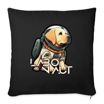 LabbiNaut Labrador Astronaute Chien Papa - Housse de coussin décorative 45 x 45 cm - noir - Devant