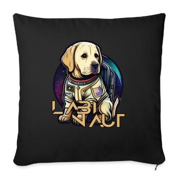 LabbiNaut Labrador Astronaute Papa chien - Housse de coussin décorative 45 x 45 cm - noir - Devant