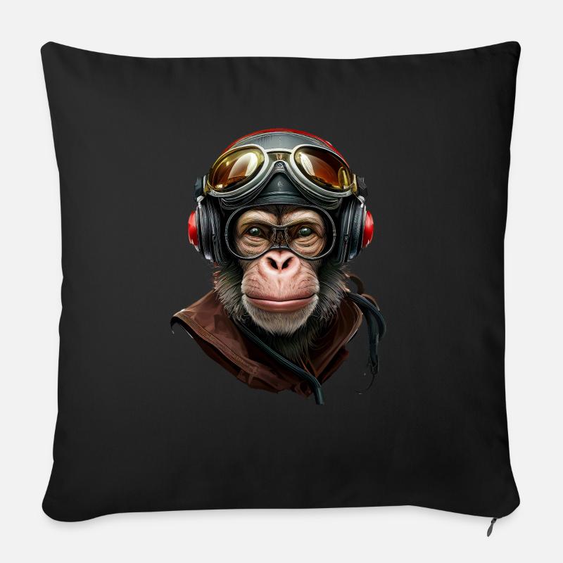 Schimpanse - Affe - Sofakissenbezug 45 x 45 cm - Schwarz