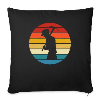 Coucher de soleil panoramique d’un mineur d’or - Housse de coussin décorative 45 x 45 cm - noir - Devant