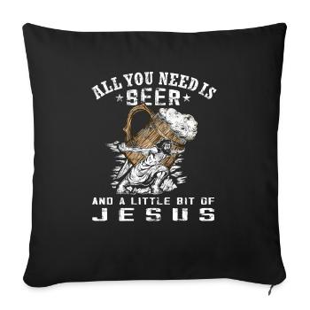 Ce dont vous avez besoin - Drôle Jésus porte de la bière - Housse de coussin décorative 45 x 45 cm - noir - Devant