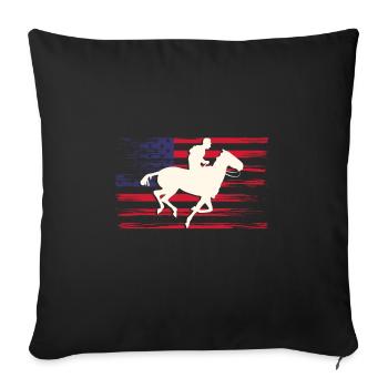 USA Flag America Fahen Chemise de course de chevaux - Housse de coussin décorative 45 x 45 cm - noir - Devant