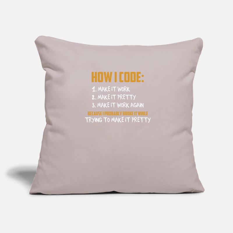 Programmeur Codeur Développeur Programmation Jeu de mots Housse de coussin décorative 45 x 45 cm