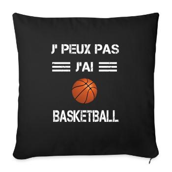 Je peux pas j'ai basketball ballon - Housse de coussin décorative 45 x 45 cm - noir - Devant