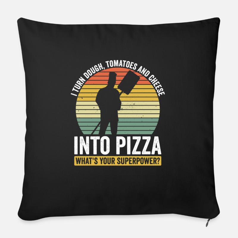 Pizzabacken Pizza Pizzabäcker - Sofakissenbezug 45 x 45 cm - Schwarz