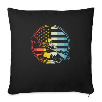 Vintage Retro USA Flag America Flag Kayak - Housse de coussin décorative 45 x 45 cm - noir - Devant