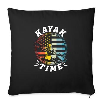 Vintage Retro Kajak Kayak Time Shirt Geschenk - Sofakissenbezug 45 x 45 cm - Schwarz - Vorne