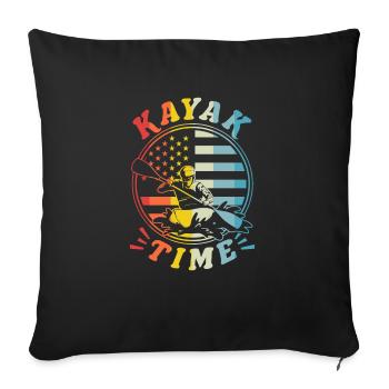 Vintage Retro Kajak Kayak Time Shirt Geschenk - Sofakissenbezug 45 x 45 cm - Schwarz - Vorne