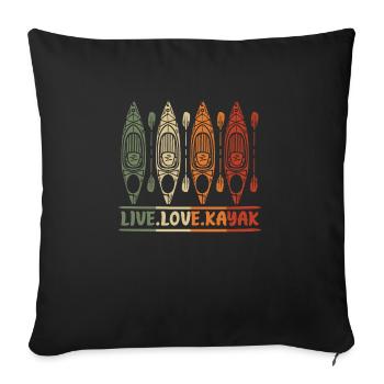 Live Love Kayak - Sofa pillowcase 17,3'' x 17,3'' (45 x 45 cm) - black - Front