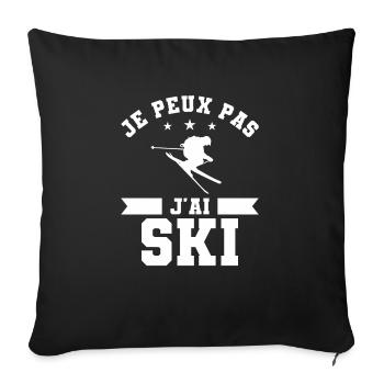 Je Peux Pas J'ai Ski Skieur - Housse de coussin décorative 45 x 45 cm - noir - Devant