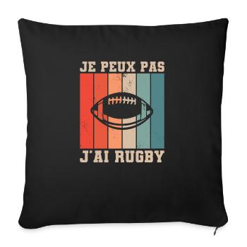 Je Peux Pas J'ai Rugby Rugbyman - Housse de coussin décorative 45 x 45 cm - noir - Devant