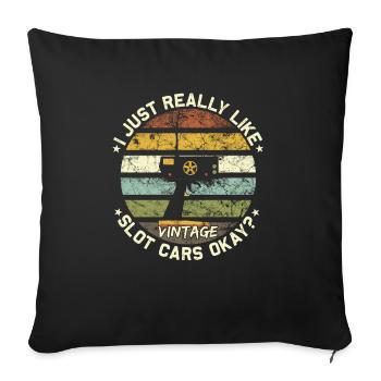Vintage Slot Car Racing - Modélisme - Housse de coussin décorative 45 x 45 cm - noir - Devant