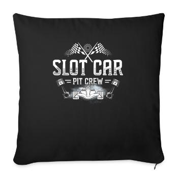 Slot Car Pit Crew - Hobby Modellauto - Sofakissenbezug 45 x 45 cm - Schwarz - Vorne