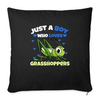 Just a boy who loves grasshoppers - Sofa pillowcase 17,3'' x 17,3'' (45 x 45 cm) - black - Front