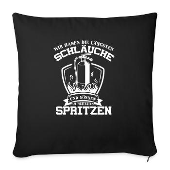Versauter Humor Feuerwehrmann Spruch Geschenk - Sofakissenbezug 45 x 45 cm - Schwarz - Vorne