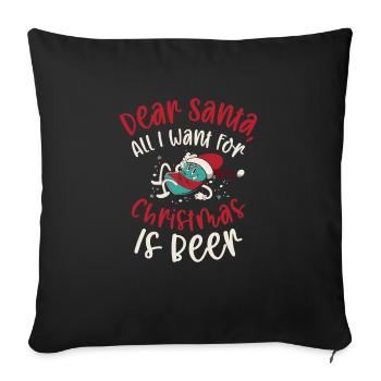 Cher Père Noël Noël à boire de la bière - Housse de coussin décorative 45 x 45 cm - noir - Devant