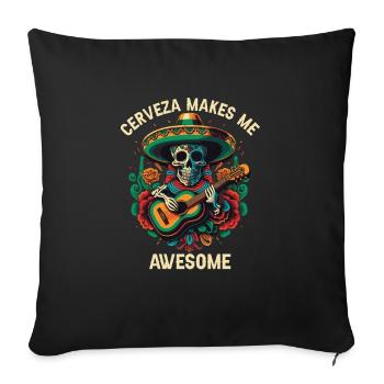 Cerveza Makes Me Awesome Beer Drinker Alcoholic - Sofa pillowcase 17,3'' x 17,3'' (45 x 45 cm) - black - Front