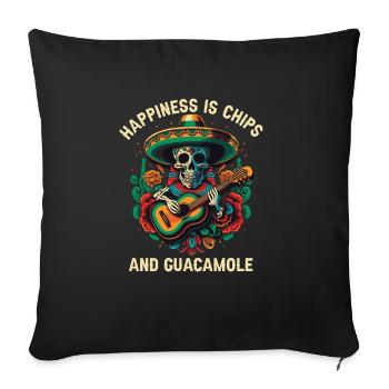 Happiness Is Chips and Guacamole Lover Avocado Veg - Sofa pillowcase 17,3'' x 17,3'' (45 x 45 cm) - black - Front