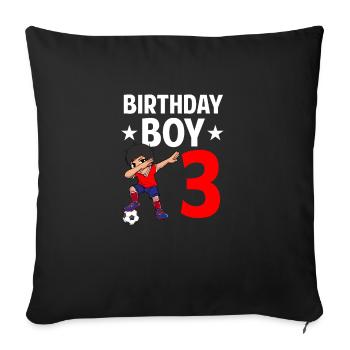 Birthday Boy 3 Years Old Dabbing Soccer Player - Sofa pillowcase 17,3'' x 17,3'' (45 x 45 cm) - black - Front