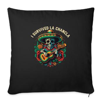 I Survived La Chancla Mexican Slippers Sandals Mex - Sofa pillowcase 17,3'' x 17,3'' (45 x 45 cm) - black - Front
