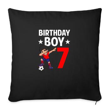 Geburtstagskind 7 Jahre alt Dabbing Fußballspieler - Sofakissenbezug 45 x 45 cm - Schwarz - Vorne