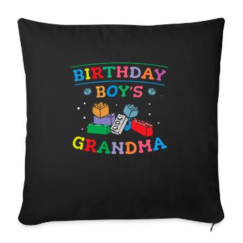 Birthday Kids Grandma Building Blocks - Sofa pillowcase 17,3'' x 17,3'' (45 x 45 cm) - black - Front