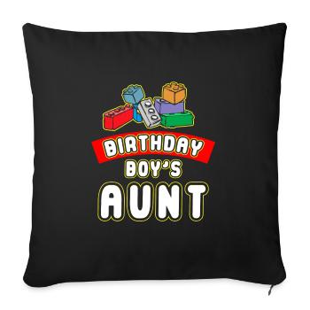 Blocs de construction de la tante du garçon d’anniversaire - Housse de coussin décorative 45 x 45 cm - noir - Devant