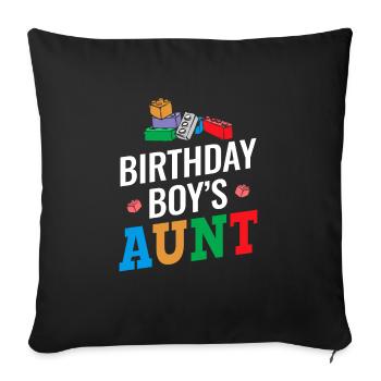 Blocs de construction de la tante du garçon d’anniversaire - Housse de coussin décorative 45 x 45 cm - noir - Devant