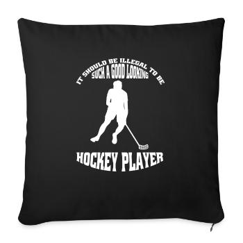 Hockey Geschenk Unihockey Hockeyspieler Feldhockey - Sofakissenbezug 45 x 45 cm - Schwarz - Vorne