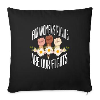 Nous luttons pour les droits des femmes - Housse de coussin décorative 45 x 45 cm - noir - Devant