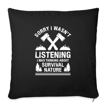 Je pensais au camping nature de survie - Housse de coussin décorative 45 x 45 cm - noir - Devant