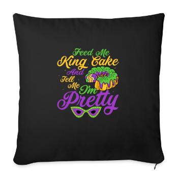 Feed Me King Cake And Tell Me I'm Pretty Mardi Gra - Sofa pillowcase 17,3'' x 17,3'' (45 x 45 cm) - black - Front