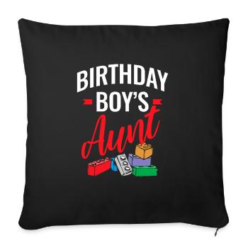 Blocs de construction de la tante du garçon d’anniversaire - Housse de coussin décorative 45 x 45 cm - noir - Devant