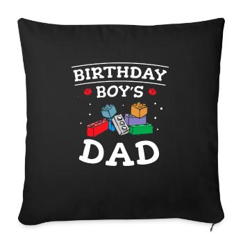 Father of birthday boy builds building blocks - Sofa pillowcase 17,3'' x 17,3'' (45 x 45 cm) - black - Front