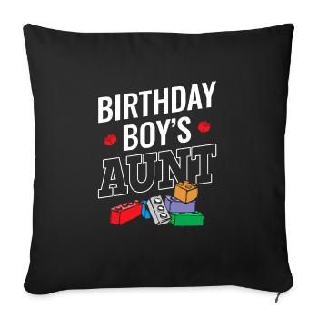 Blocs de construction de la tante du garçon d’anniversaire - Housse de coussin décorative 45 x 45 cm - noir - Devant