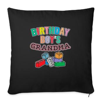 Birthday Kids Grandma Building Blocks - Sofa pillowcase 17,3'' x 17,3'' (45 x 45 cm) - black - Front