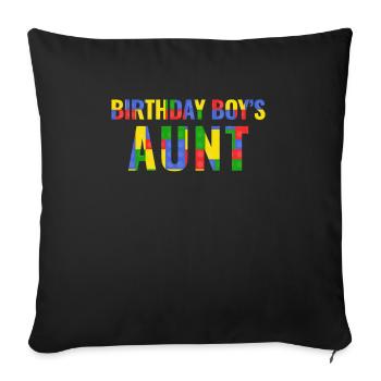 Blocs de construction de la tante du garçon d’anniversaire - Housse de coussin décorative 45 x 45 cm - noir - Devant