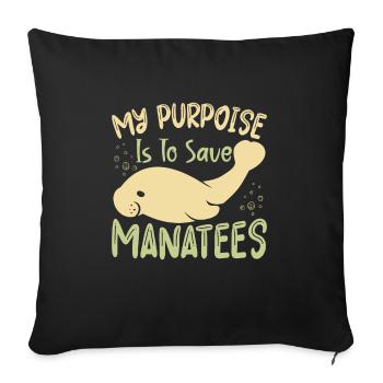 deep inside i am a manatee - Sofa pillowcase 17,3'' x 17,3'' (45 x 45 cm) - black - Front
